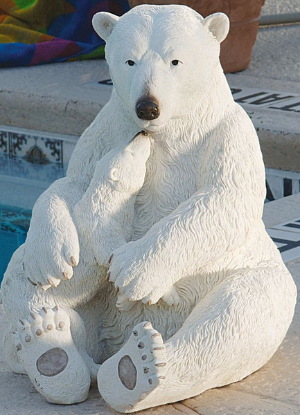 Polar Bear with Cub Pair Sculpture Garden Statues Outdoor Amazing